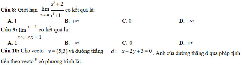 Đề thi giữa học kì 1 môn Toán lớp 12