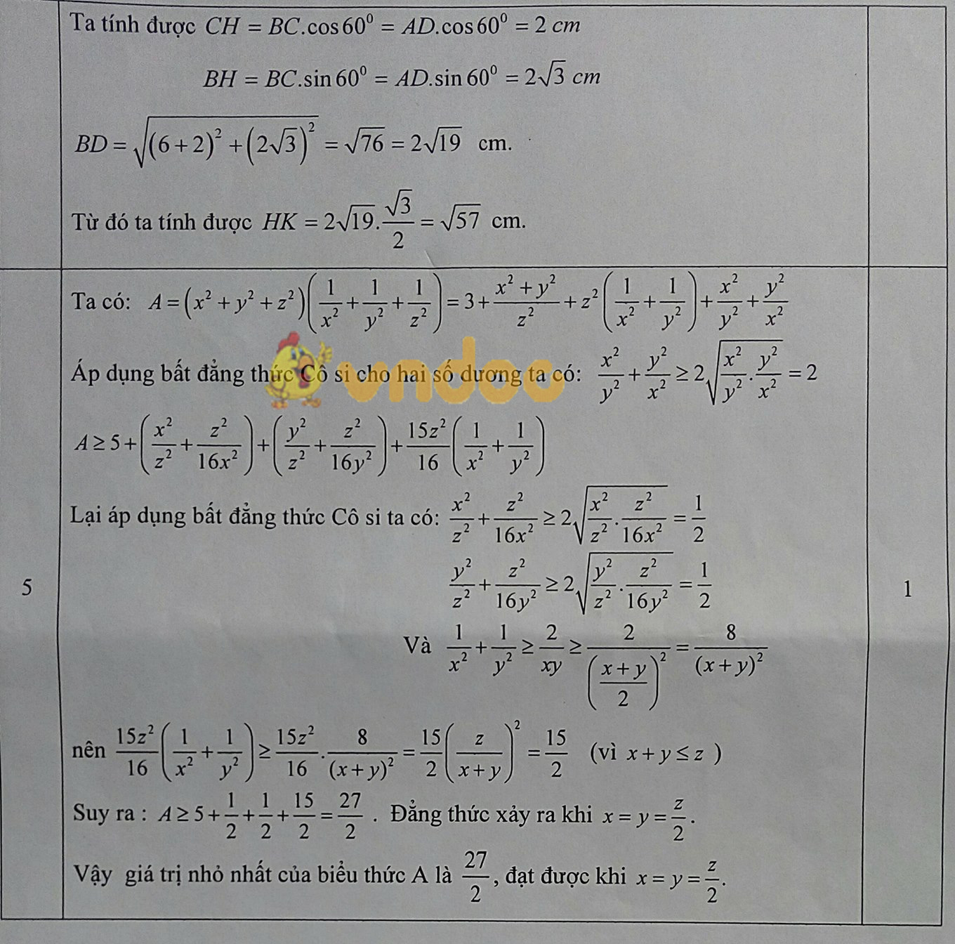 Đề KSCL môn Toán lớp 9 lần 1 Phòng GD&ĐT Vĩnh Tường