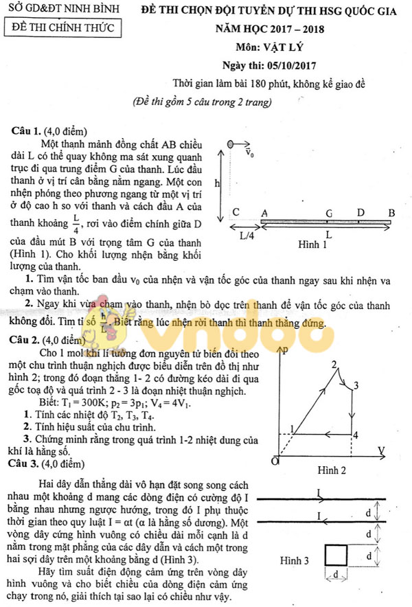 Đề thi chọn đội tuyển HSG Quốc Gia môn Vật lý 11