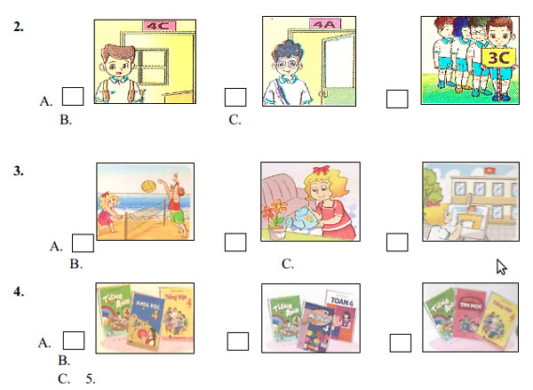 Đề thi giữa học kì 1 tiếng Anh lớp 4 