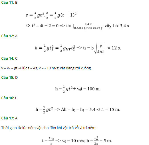 Trắc nghiệm Vật lý 10 chương 1