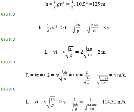 Trắc nghiệm Vật lý 10 chương 2