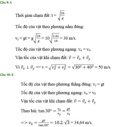 Trắc nghiệm Vật lý 10 chương 2