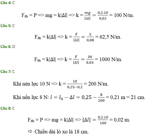 Trắc nghiệm Vật lý 10 chương 2