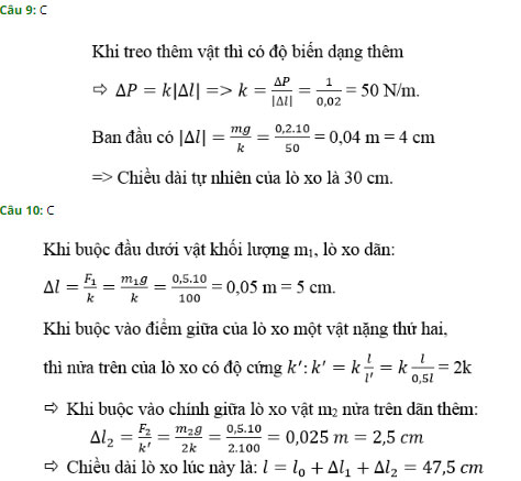 Trắc nghiệm Vật lý 10 chương 2