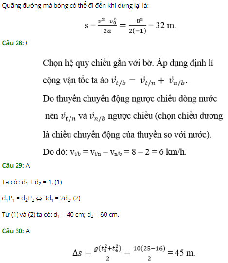 Đề kiểm tra học kì 1 Vật Lí 10