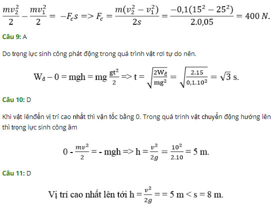 Trắc nghiệm Vật lý 10 chương 4