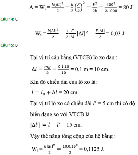 Trắc nghiệm Vật lý 10 chương 4: Thế năng