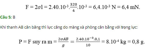 Trắc nghiệm Vật lý 10 chương 7