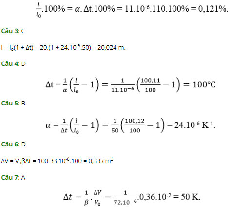 Trắc nghiệm Vật lý 10 chương 7