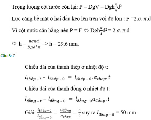 Trắc nghiệm Vật lý 10: Ôn tập cuối chương 7