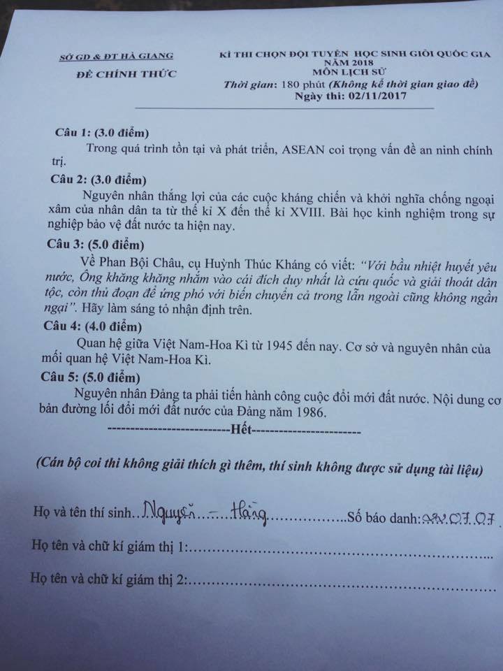 Đề thi học sinh giỏi lớp 12