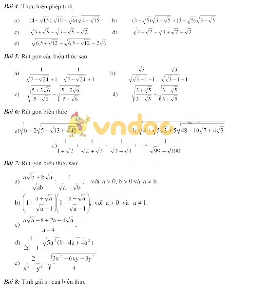 Các dạng bài tập lớp 9 môn Toán ôn thi vào lớp 10