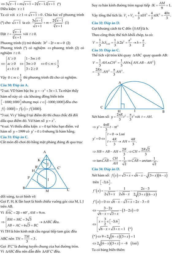 Đề thi thử THPT Quốc gia môn Toán năm 2018