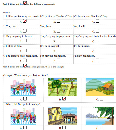 Đề thi học kì 1 môn tiếng Anh 5 