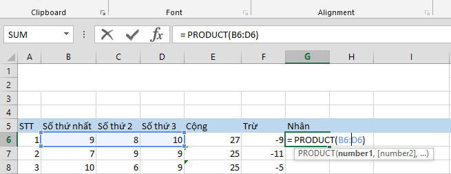Hàm nhân excel