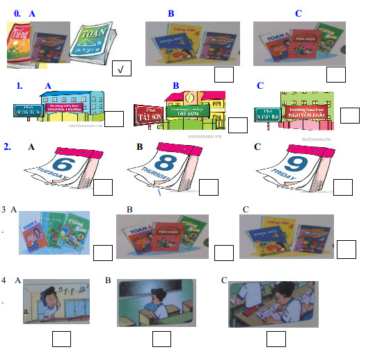 Đề kiểm tra học kì 1 môn tiếng Anh lớp 4 