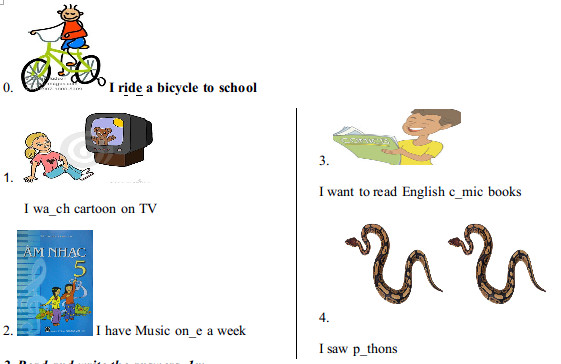 Đề thi học kì 1 môn tiếng Anh lớp 5 