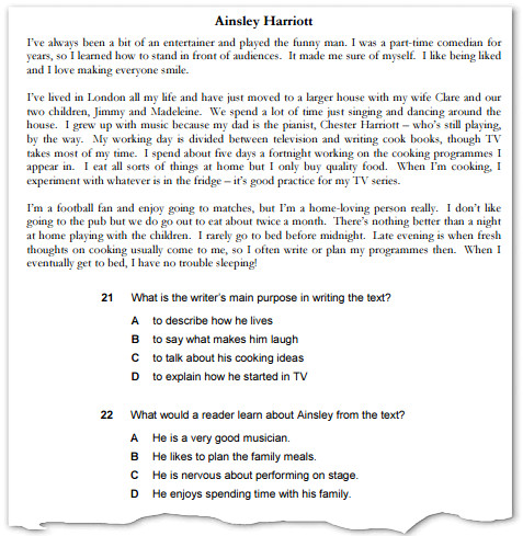 Đề thi B1 PET Châu Âu 