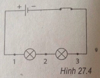 Giải bài tập SBT Vật lý lớp 7 bài 27: Thực hành: Đo cường độ dòng điện và hiệu điện thế đối với đoạn mạch nối tiếp
