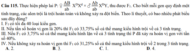 Đề thi minh họa môn sinh