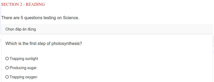 Đề thi vòng 1 English Champion 2018