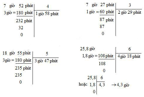 Chia số đo thời gian cho một số