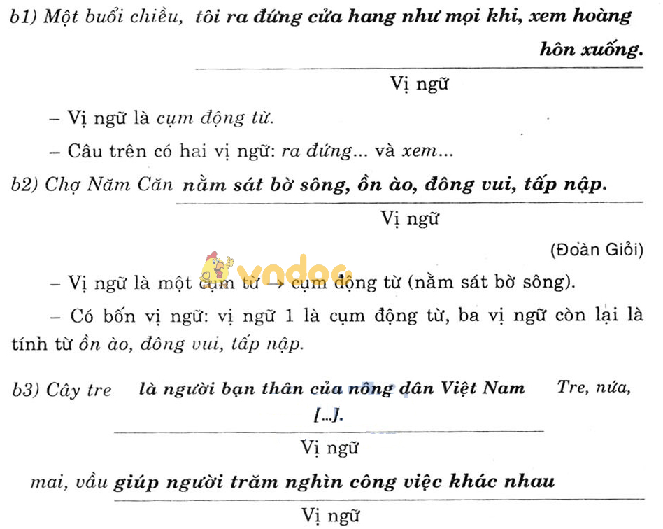 Giải bài tập Ngữ văn lớp 6 bài 25: Các thành phần chính của câu