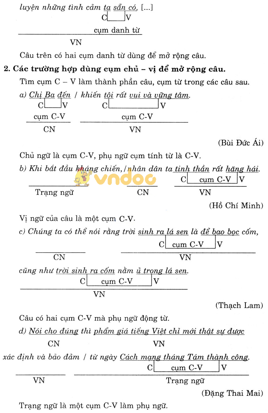 Giải bài tập Ngữ văn lớp 7 bài 25: Dùng cụm chủ - vị để mở rộng câu