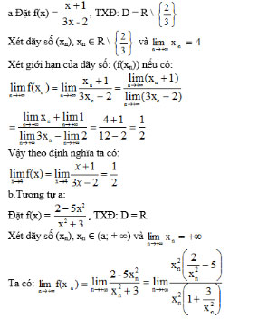 Giải bài tập Toán 11 Giới hạn của hàm số