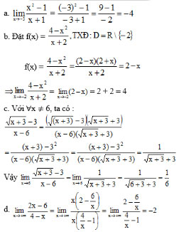 Giải bài tập Toán 11 Giới hạn của hàm số