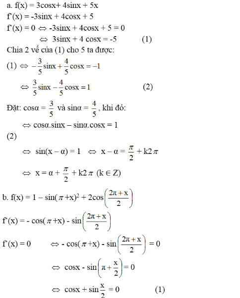 Đạo hàm của hàm số lượng giác