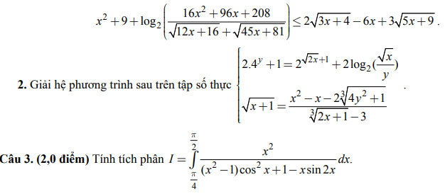 Chi tiết Đề thi chọn học sinh giỏi THPT môn Toán 12