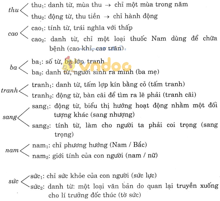 Giải bài tập Ngữ văn lớp 7 bài 11: Từ đồng âm