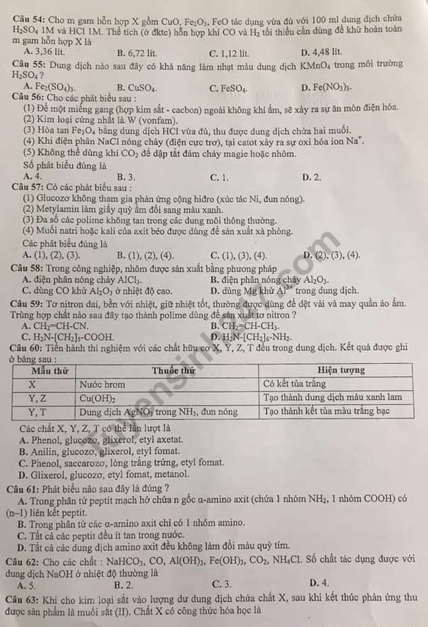 Đề thi thử THPT Quốc gia môn Hóa học năm 2018 