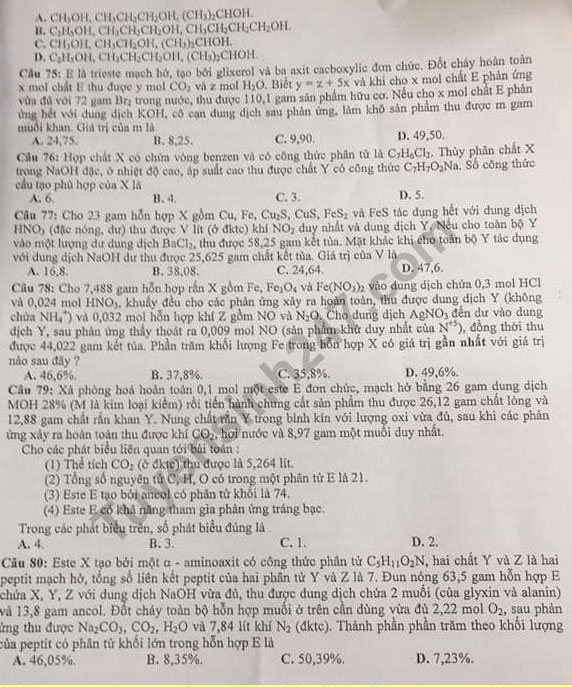 Đề thi thử THPT Quốc gia môn Hóa học năm 2018 