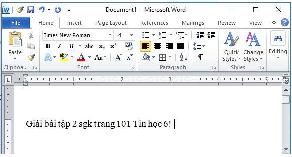 Giải bài tập SGK Tin học 6 bài 13: Làm quen với soạn thảo văn bản