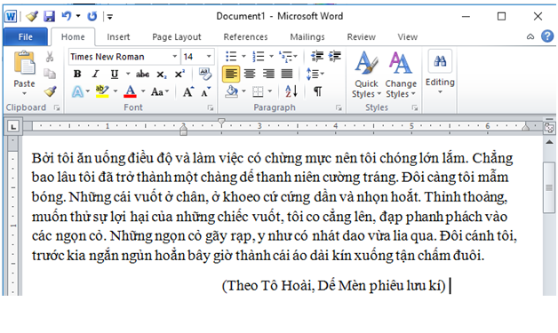 Giải bài tập SGK Tin học 6 bài 14: Soạn thảo văn bản đơn giản
