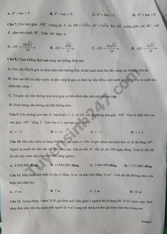 Đề thi tuyển sinh vào lớp 10 môn Toán Sở GD&ĐT Hậu Giang năm học 2018 - 2019