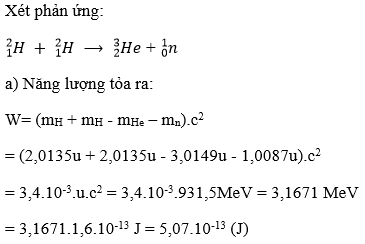 Giải bài tập SGK Vật lý 12 bài 39: Phản ứng nhiệt hạch