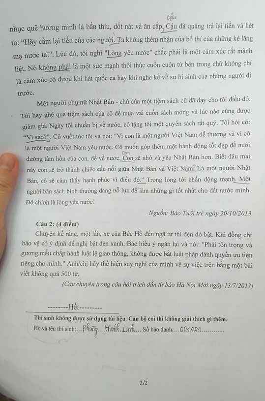 Đề thi năng khiếu báo chí của Học viện Báo chí và Tuyên truyền năm 2018