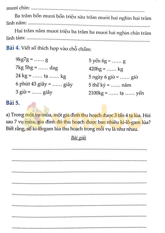 Cùng em học Toán lớp 4 tuần 4