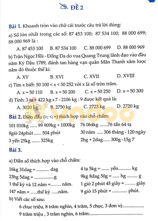 Cùng em học Toán 4 tuần 4 đề 2