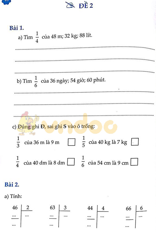 Đề bài Cùng em học Toán Tuần 6 - Đề 2
