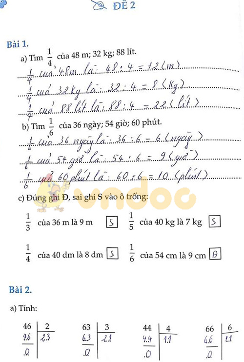 Đáp án Cùng em học Toán Tuần 6 - Đề 2