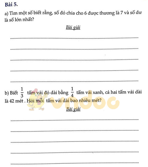Đề bài Cùng em học Toán Tuần 6 - Đề 1