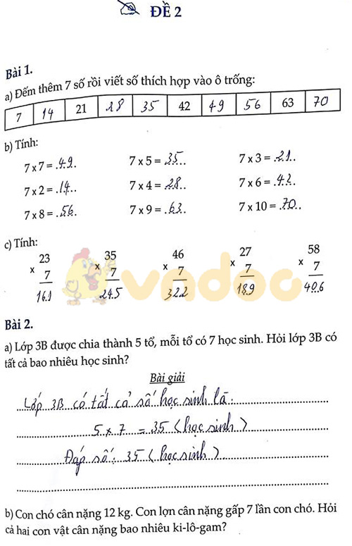 Đề bài Cùng em học Toán Tuần 7 - Đề 2
