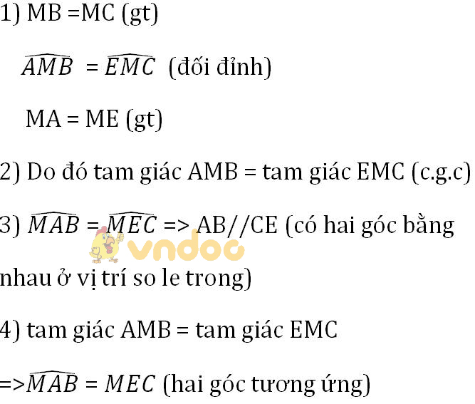 Giải bài tập SGK Toán lớp 7 bài 4: Trường hợp bằng nhau thứ hai của tam giác cạnh - góc - cạnh (c.g.c)