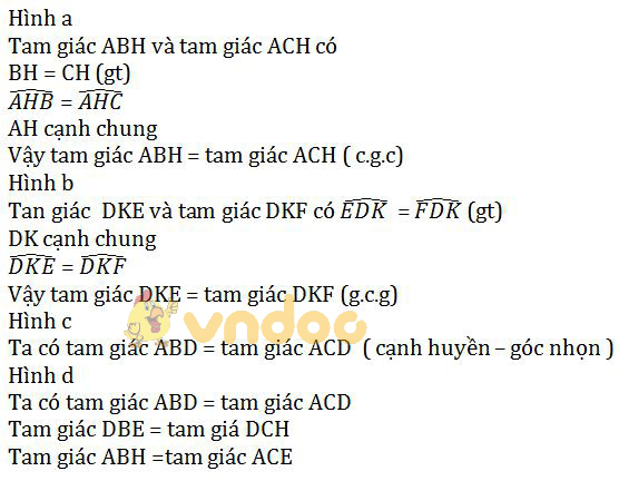Giải bài tập SGK Toán lớp 7 bài 5: Trường hợp bằng nhau thứ ba của tam giác góc - cạnh - góc (g.c.g)