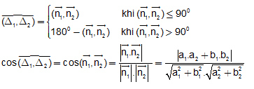 Công thức tính góc giữa hai đường phẳng